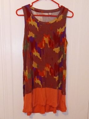 women med sleeveless dress abstract multicolor design